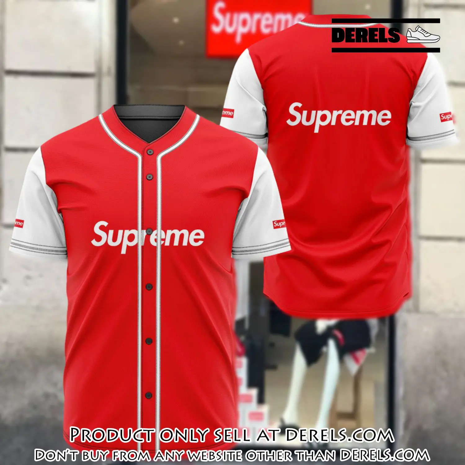 Supreme white red red baseball jersey shirt luxury bjs1248 dr1101565